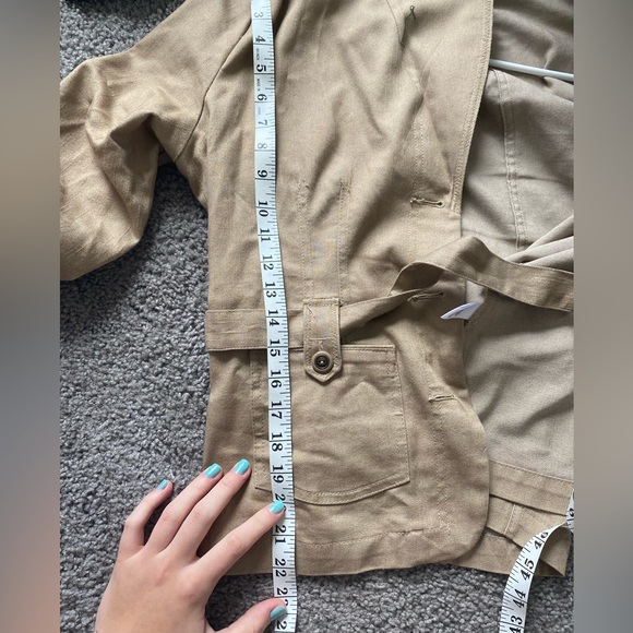CATO women’s size XL khaki chelsea blazer jacket | button - tie up collared - Picture 6 of 11